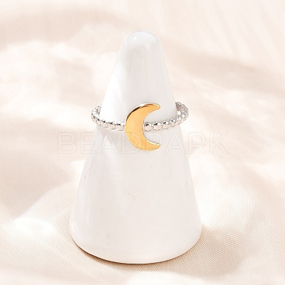 304 Stainless Steel Double Color Cuff Rings RJEW-S635-01GP-11-1