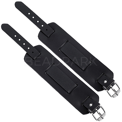 Vintage Punk Rock Style Wide Leather Cord Wristband Bracelets for Unisex BJEW-WH20007-07A-1