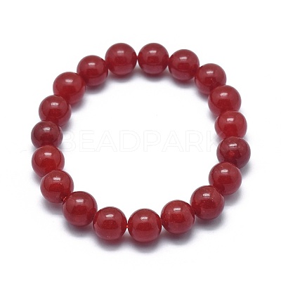 Natural Jade Bead Stretch Bracelets BJEW-K212-B-036-1
