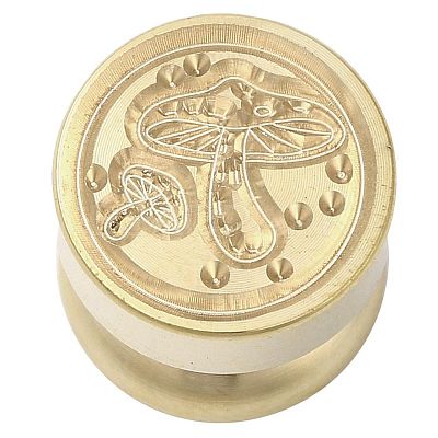 Golden Tone Round Wax Seal Brass Stamp Heads AJEW-M040-01G-E-1