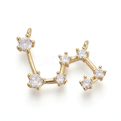 Brass Micro Pave Cubic Zirconia Pendants X-ZIRC-F099-20G-12-1