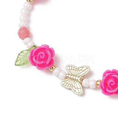 Glass Seed Bead and Resin Braided Bead Bracelets for Women BJEW-MZ00237-02-1