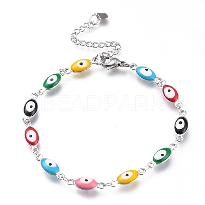 304 Stainless Steel Link Bracelets BJEW-M203-02P-1