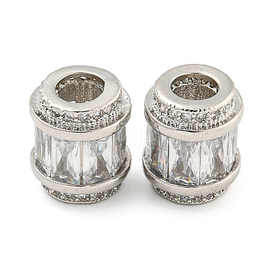 Rack Plating Brass Micro Pave Cubic Zirconia European Beads LS-KK-F089-31P-08-1