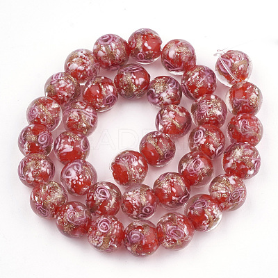Handmade Gold Sand Lampwork Beads LAMP-T006-08G-1