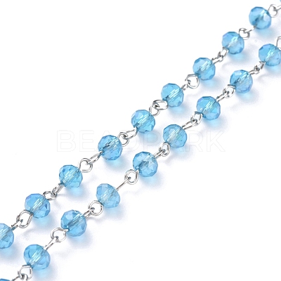 Handmade Electroplate Glass Beaded Chains AJEW-JB00528-07-1