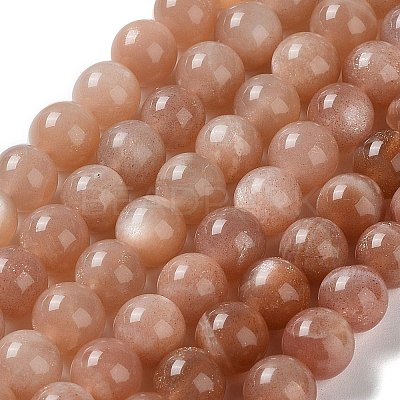 Round Natural Grade B Sunstone Beads Strands G-F222-33-8mm-1