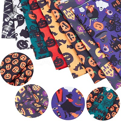 Halloween Printed Polycotton Fabric DIY-WH0032-07B-1