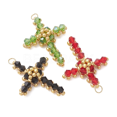 Glass Seed Beaded Pendants PALLOY-MZ01287-1