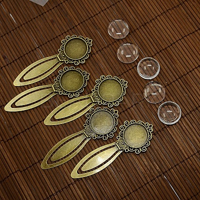 20mm Clear Domed Glass Cabochon Cover for Antique Bronze DIY Alloy Portrait Bookmark Making DIY-X0125-AB-NR-1