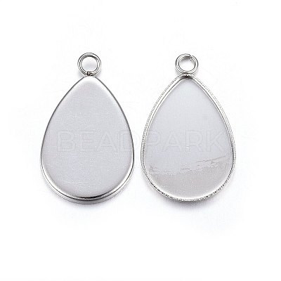Tarnish Resistant 304 Stainless Steel Pendant Cabochon Settings LS-STAS-P210-09P-01-1
