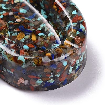 Resin with Natural Mixed Stone Chip Stones Ashtray DJEW-F015-03D-1