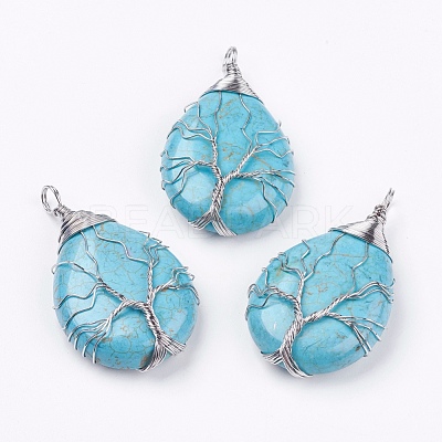 Synthetic Turquoise Big Pendants G-G956-A09-FF-1