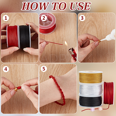4 Rolls 4 Colors Round Nylon Cords OCOR-PH0006-28-1