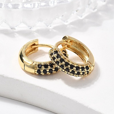 Brass Micro Pave Cubic Zirconia Huggie Hoop Earrings EJEW-R144-004A-NF-1