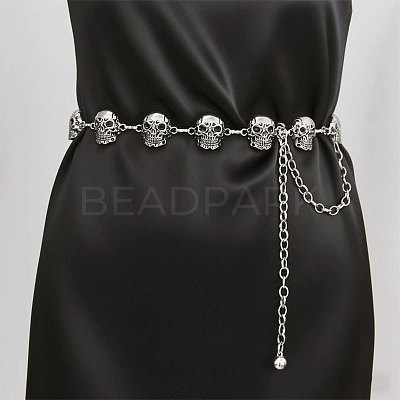 Halloween Alloy Skull Link Chain Waist Belly Chains for Women FS-WG87A63-01-1