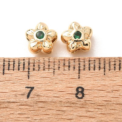 Brass Pave Cubic Zirconia Spacer Beads KK-F942-26G-01-1