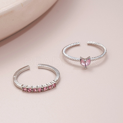 2Pcs Alloy with Rhinestone Cuff Rings FS-WGCB7EB-19-1