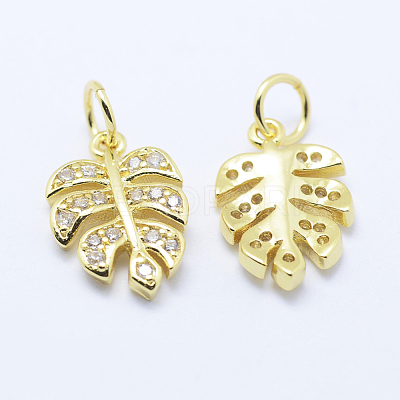 Brass Micro Pave Cubic Zirconia Charms X-KK-P133-04G-NR-1