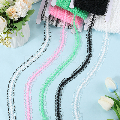 25M Nylon Elastic Pleated Lace Trim OCOR-CY0001-13B-1