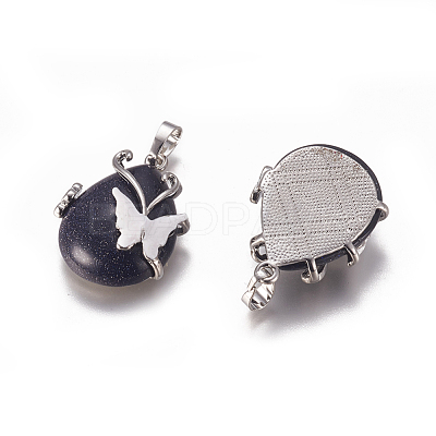 Synthetic Blue Goldstone Pendants G-K296-B04-1