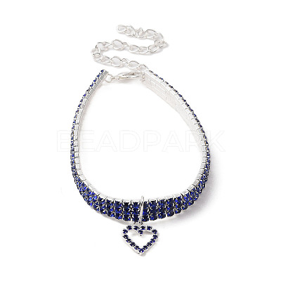 Adjustable 3-Row Iron Rhinestone Cup Chain Pet Collars LS-AJEW-A054-01B-1