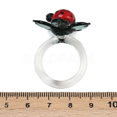 Rotatable Handmade Lampwork Rings RJEW-P158-02B-1