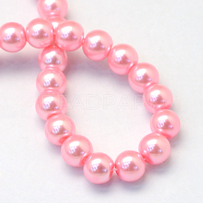 Baking Paint Pearlized Glass Pearl Round Bead Strands X-HY-Q330-8mm-53-1