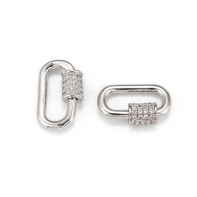 Brass Micro Pave Cubic Zirconia Screw Carabiner Lock Charms ZIRC-G160-22P-1