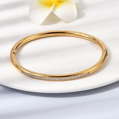 304 Stainless Steel Micro Pave Cubic Zirconia Hinged Bangles for Women BJEW-D408-30G-1