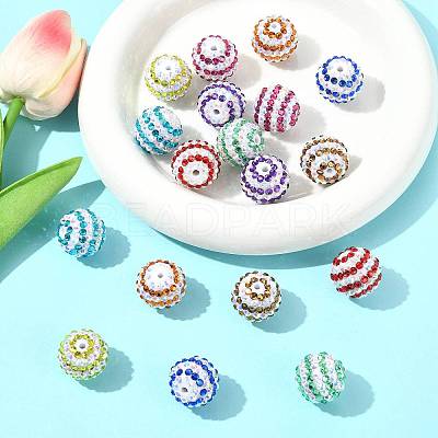 20Pcs 9 Colors Striped Resin Rhinestone Beads OACR-FS0002-35-1