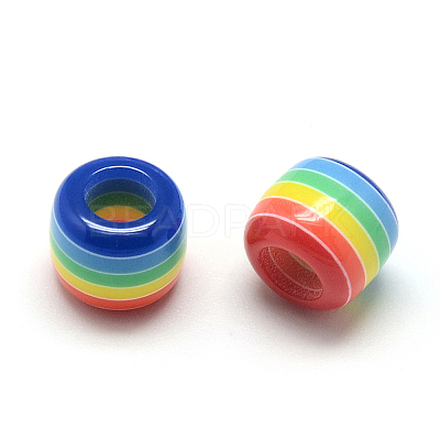 Opaque Stripe Resin European Beads LS-RESI-S344-07-1