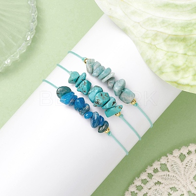 3Pcs 3 Styles Gemstone Braided Bead Bracelets BJEW-JB11146-03-1