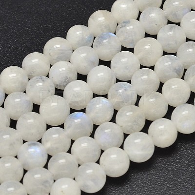 Round Grade A Natural Rainbow Moonstone Bead Strands G-M304-06-7.5mm-1