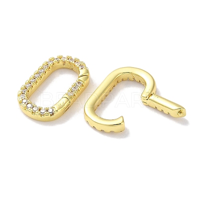 Rack Plated Brass Micro Pave Cubic Zirconia Clasps KK-Z039-06B-G-1