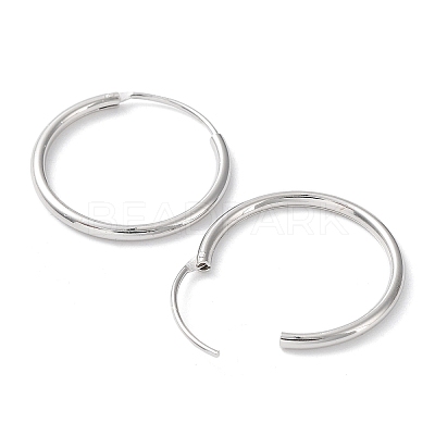 Rhodium Plated 925 Sterling Silver Huggie Hoop Earrings EJEW-K258-02C-P-1