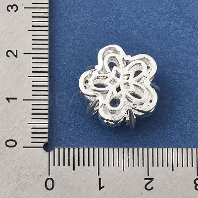 Flower Brass Micro Pave Clear Cubic Zirconia Beads KK-Z156-14S-03-1