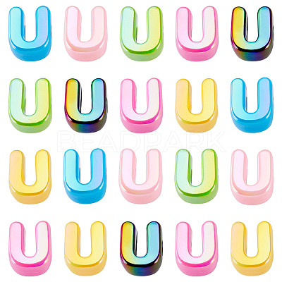 20Pcs UV Plating Opaque Acrylic European Beads OACR-TADJ0001-16U-1