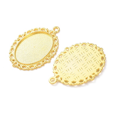 Tibetan Style Oval Alloy Pendant Cabochon Settings TIBEP-Q054-44G-NR-1