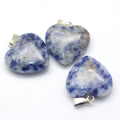 Heart Natural Blue Spot Jasper Pendants X-G-Q438-10-1