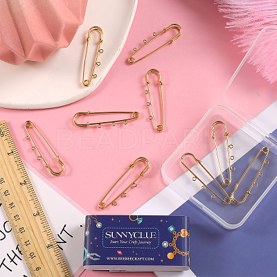 10Pcs Brass Brooch Findings KK-SC0003-43-1
