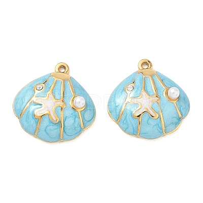 304 Stainless Steel Enamel Pendants STAS-Q119-27G-01-1