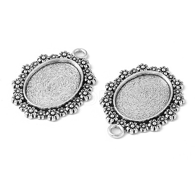 Vintage Tibetan Style Alloy Flower Pendant Cabochon Bezel Settings LS-TIBEP-O006-03AS-1
