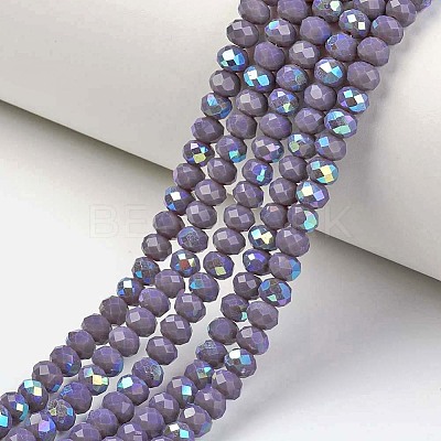 Electroplate Opaque Solid Color Glass Beads Strands EGLA-A034-P6mm-L10-1