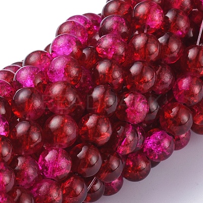 Crackle Glass Beads Strands X-CCG-Q002-8mm-08-1