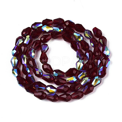 Transparent Electroplate Glass Beads Strands EGLA-N023-6x8mm-A10-1