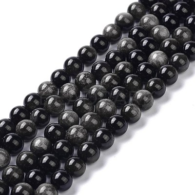 Natural Silver Obsidian Beads Strands X-G-D083-01C-1
