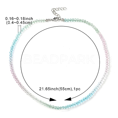 Bling Glass Round Beaded Necklace for Women NJEW-PH01490-03-1