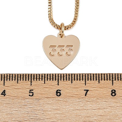 Brass Heart with Lucky Number 333 Pendant Necklaces & Alloy Pendants Sets SJEW-P005-01G-1