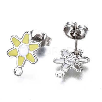 304 Stainless Steel Enamel Stud Earring Findings STAS-T052-43P-06-1